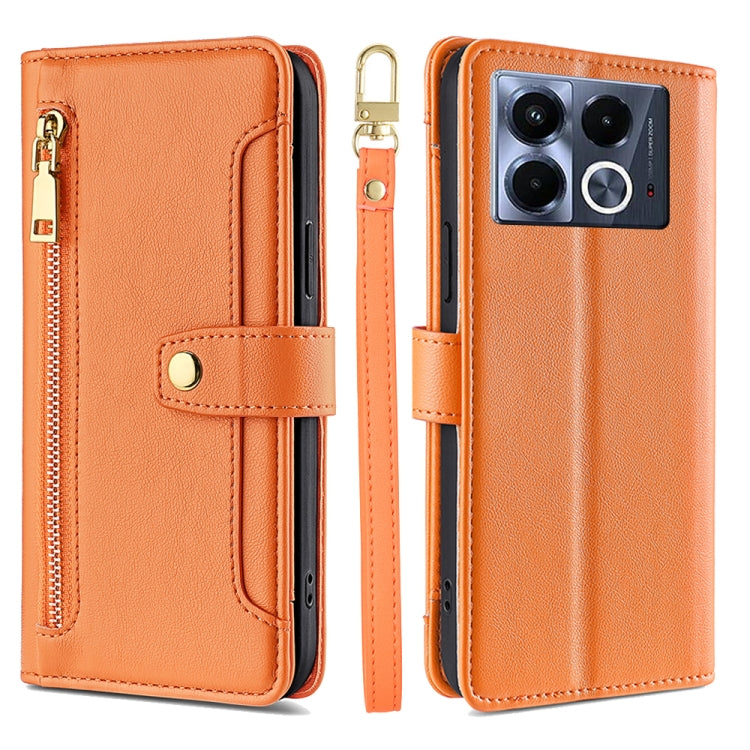 For Infinix Note 40 5G Sheep Texture Cross-body Zipper Wallet Leather Phone Case(Orange) - Infinix Cases by PMC TechLife | Online Shopping South Africa | PMC TechLife | Buy Now Pay Later Mobicred
