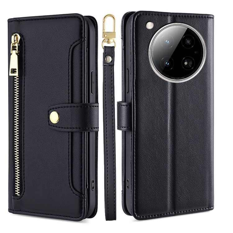 For Infinix Zero 40 4G Sheep Texture Cross-body Zipper Wallet Leather Phone Case(Black) - Infinix Cases by PMC TechLife | Online Shopping South Africa | PMC TechLife | Buy Now Pay Later Mobicred