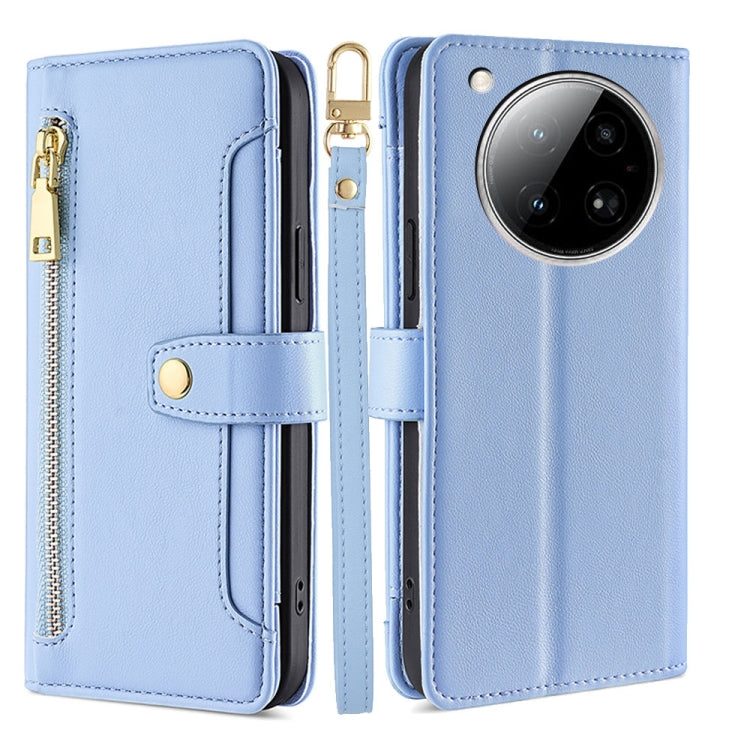 For Infinix Zero 40 4G Sheep Texture Cross-body Zipper Wallet Leather Phone Case(Blue) - Infinix Cases by PMC TechLife | Online Shopping South Africa | PMC TechLife | Buy Now Pay Later Mobicred