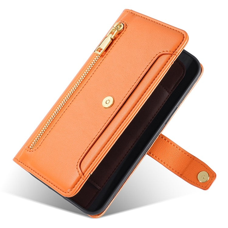 For Tecno Camon 30 Sheep Texture Cross-body Zipper Wallet Leather Phone Case(Orange) - Tecno Cases by PMC TechLife | Online Shopping South Africa | PMC TechLife | Buy Now Pay Later Mobicred