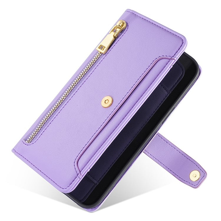 For Tecno Camon 30 Sheep Texture Cross-body Zipper Wallet Leather Phone Case(Purple) - Tecno Cases by PMC TechLife | Online Shopping South Africa | PMC TechLife | Buy Now Pay Later Mobicred