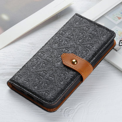 For iPhone 16 European Floral Embossed Leather Phone Case(Black) - iPhone 16 Cases by PMC Jewellery | Online Shopping South Africa | PMC Jewellery | Buy Now Pay Later Mobicred