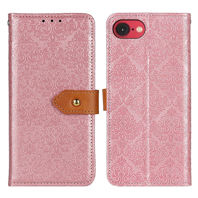 For iPhone 16e European Floral Embossed Leather Phone Case(Pink) - iPhone 16e Cases by PMC TechLife | Online Shopping South Africa | PMC TechLife | Buy Now Pay Later Mobicred