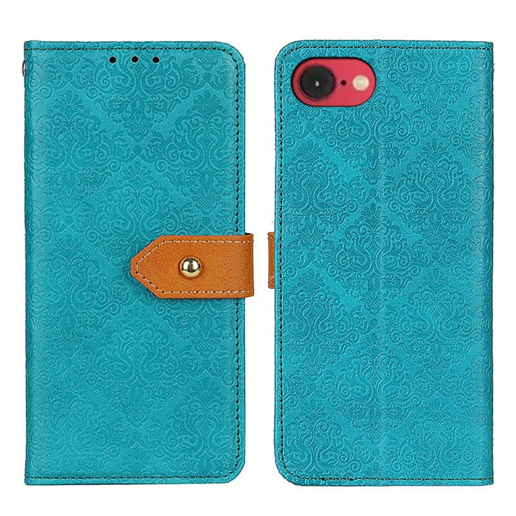 For iPhone 16e European Floral Embossed Leather Phone Case(Blue) - free shipping - PMC TechLife - Order now!