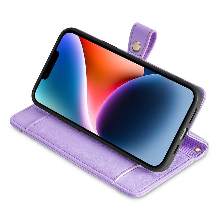 For Sharp Aquos sense8 Sheep Texture Cross-body Zipper Wallet Leather Phone Case(Purple) - More Brand by PMC TechLife | Online Shopping South Africa | PMC TechLife | Buy Now Pay Later Mobicred