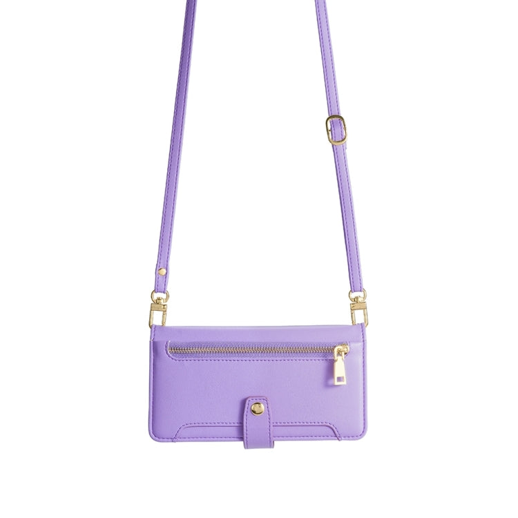 For Sharp Aquos sense8 Sheep Texture Cross-body Zipper Wallet Leather Phone Case(Purple) - More Brand by PMC TechLife | Online Shopping South Africa | PMC TechLife | Buy Now Pay Later Mobicred