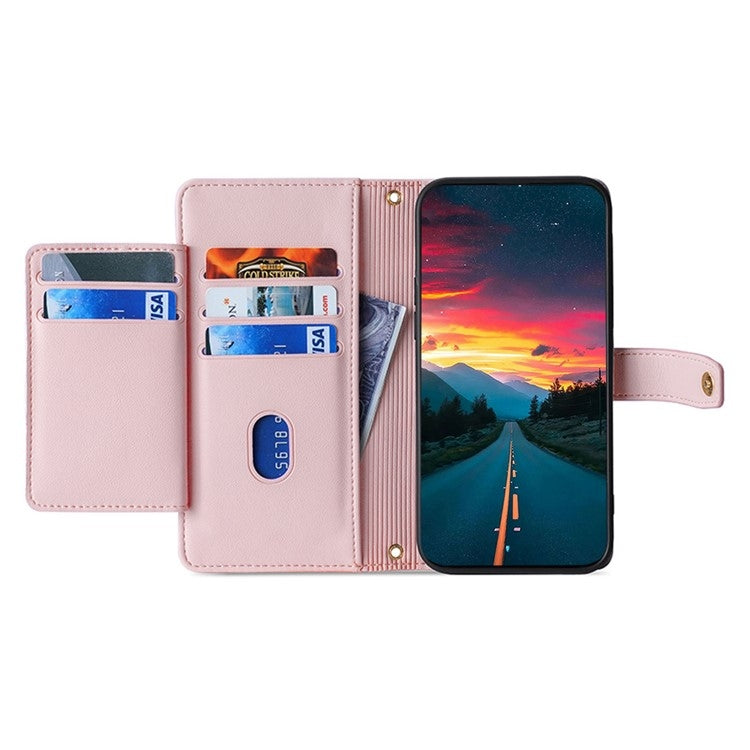 For Sharp Aquos R9 Sheep Texture Cross-body Zipper Wallet Leather Phone Case(Pink) - More Brand by PMC TechLife | Online Shopping South Africa | PMC TechLife | Buy Now Pay Later Mobicred