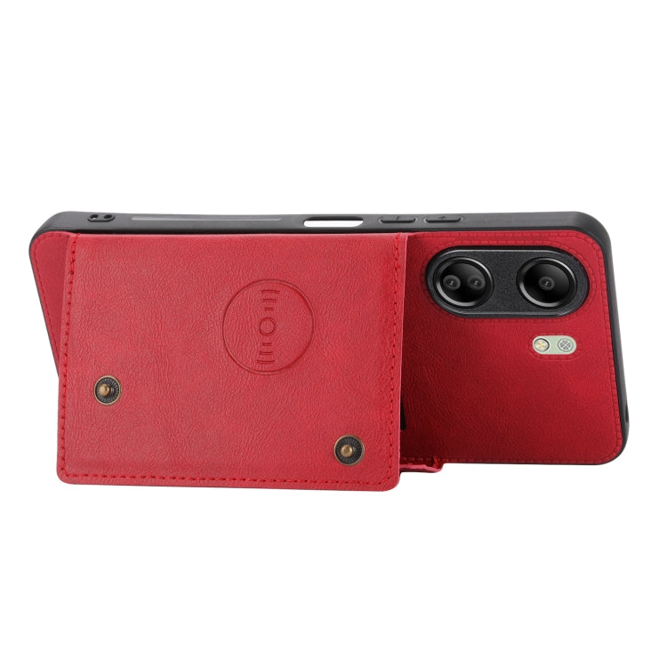 For Xiaomi Redmi 13C 4G / Poco C65 Double Buckle Card Slots Magnetic Phone Case(Red) - 13C Cases by PMC TechLife | Online Shopping South Africa | PMC TechLife | Buy Now Pay Later Mobicred