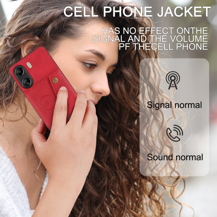 For Xiaomi Redmi 13C 4G / Poco C65 Double Buckle Card Slots Magnetic Phone Case(Red) - 13C Cases by PMC TechLife | Online Shopping South Africa | PMC TechLife | Buy Now Pay Later Mobicred