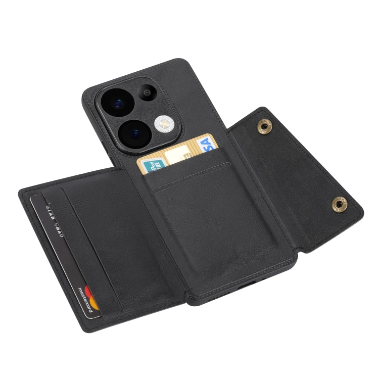 For Xiaomi Redmi Note 13 Pro 4G Global Double Buckle Card Slots Magnetic Phone Case(Black) - Note 13 Pro Cases by PMC TechLife | Online Shopping South Africa | PMC TechLife | Buy Now Pay Later Mobicred