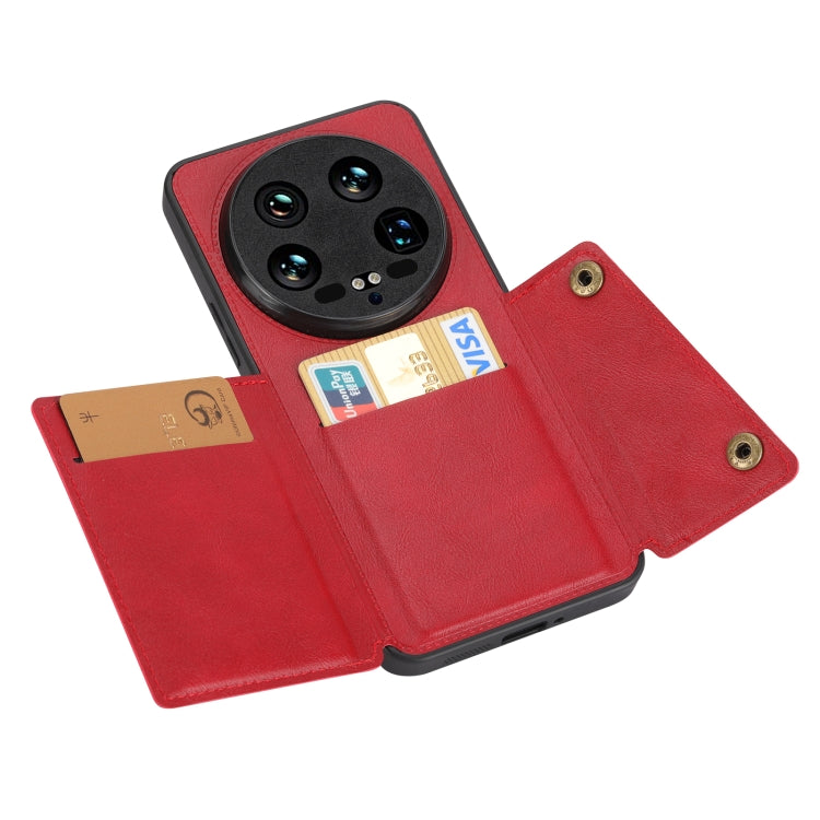 For Xiaomi 14 Ultra Double Buckle Card Slots Magnetic Phone Case(Red) - 14 Ultra Cases by PMC TechLife | Online Shopping South Africa | PMC TechLife | Buy Now Pay Later Mobicred