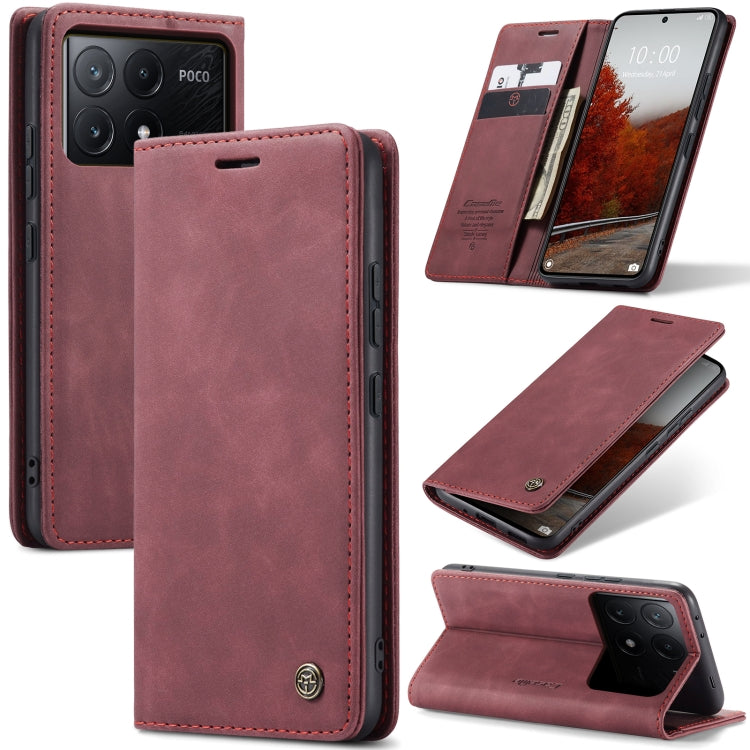 For Xiaomi Poco X6 Pro CaseMe 013 Multifunctional Horizontal Flip Leather Phone Case(Wine Red) - Xiaomi Cases by CaseMe | Online Shopping South Africa | PMC Jewellery | Buy Now Pay Later Mobicred