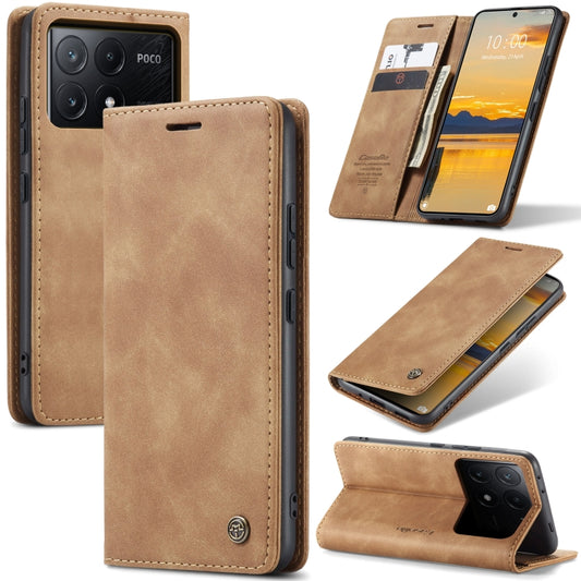 For Xiaomi Poco X6 Pro CaseMe 013 Multifunctional Horizontal Flip Leather Phone Case(Brown) - Xiaomi Cases by CaseMe | Online Shopping South Africa | PMC Jewellery | Buy Now Pay Later Mobicred