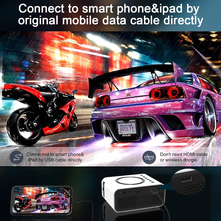 T300S 320x240 24ANSI Lumens Mini LCD Projector Supports Wired & Wireless Same Screen, Specification:UK Plug(Black) - Mini Projector by PMC TechLife | Online Shopping South Africa | PMC TechLife | Buy Now Pay Later Mobicred