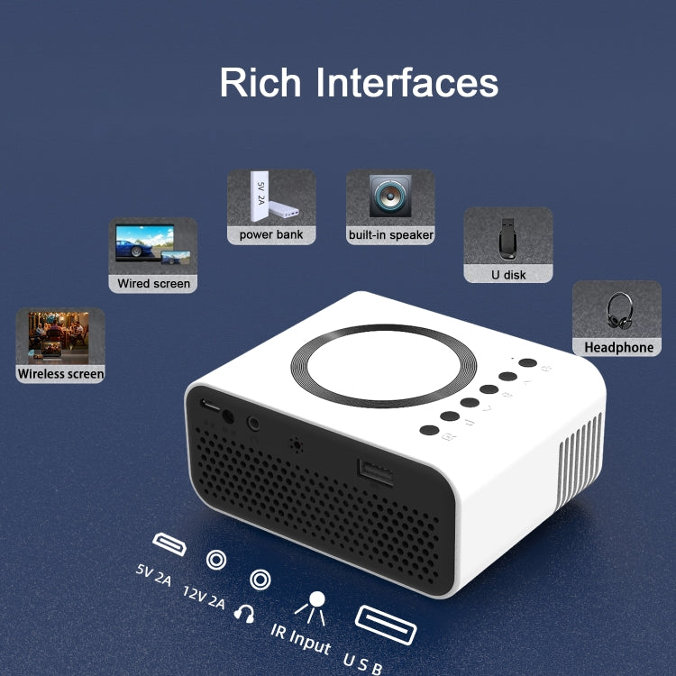 T300S 320x240 24ANSI Lumens Mini LCD Projector Supports Wired & Wireless Same Screen, Specification:AU Plug(White) - Mini Projector by PMC Jewellery | Online Shopping South Africa | PMC Jewellery | Buy Now Pay Later Mobicred