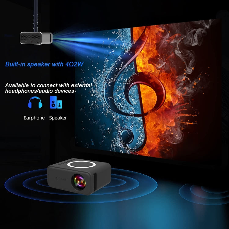 T300S 320x240 24ANSI Lumens Mini LCD Projector Supports Wired & Wireless Same Screen, Specification:AU Plug(Black) - Mini Projector by PMC TechLife | Online Shopping South Africa | PMC TechLife | Buy Now Pay Later Mobicred