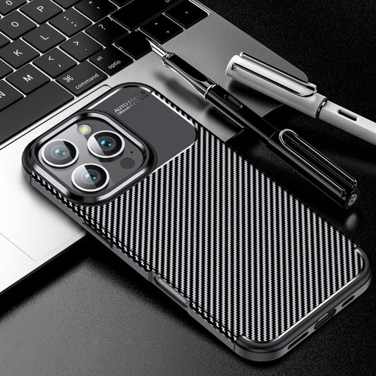 For iPhone 16 Pro Max Carbon Fiber Texture Shockproof TPU Phone Case(Black) - iPhone 16 Pro Max Cases by PMC Jewellery | Online Shopping South Africa | PMC Jewellery | Buy Now Pay Later Mobicred