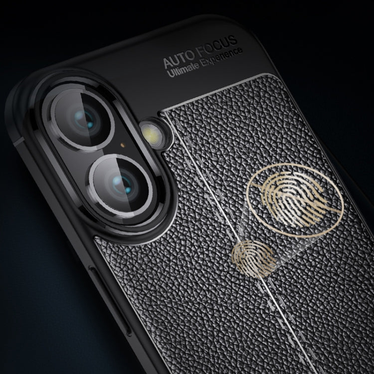 For iPhone 16 Litchi Texture Shockproof TPU Phone Case(Blue) - iPhone 16 Cases by PMC TechLife | Online Shopping South Africa | PMC TechLife | Buy Now Pay Later Mobicred