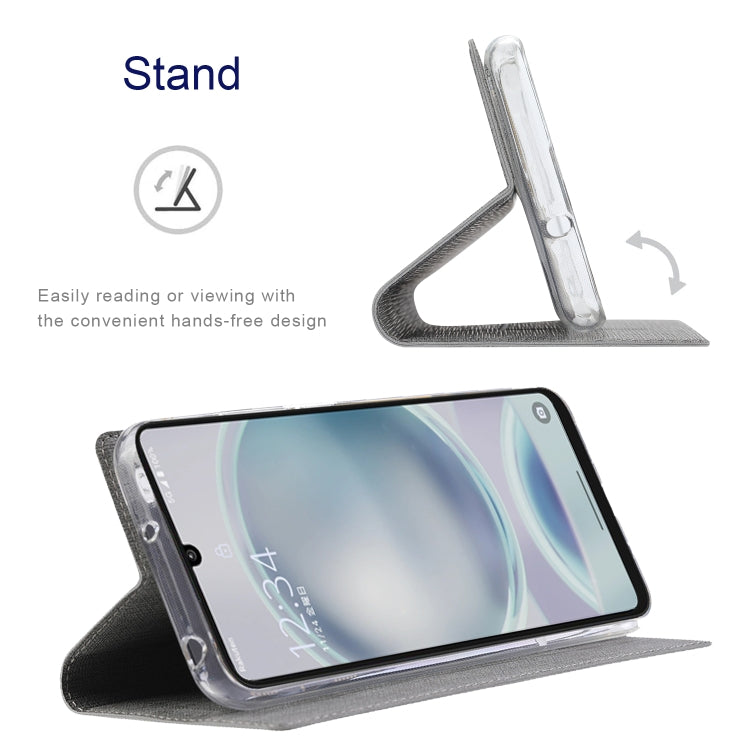 For Sharp Aquos Sense8 ViLi DMX Series Shockproof TPU + PU Leather Magnetic Attraction Horizontal Flip Case(Grey) - free shipping - PMC Jewellery - Order now!