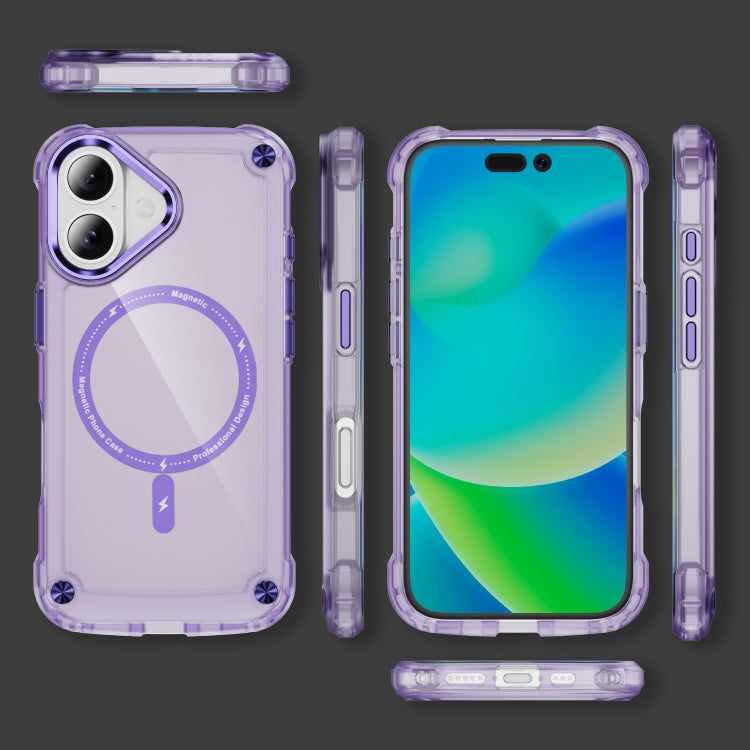 For iPhone 16 Plus Skin Feel TPU + PC MagSafe Magnetic Phone Case(Transparent Purple) - iPhone 16 Plus Cases by PMC Jewellery | Online Shopping South Africa | PMC Jewellery | Buy Now Pay Later Mobicred