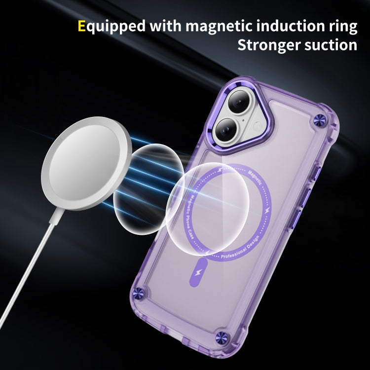 For iPhone 16 Plus Skin Feel TPU + PC MagSafe Magnetic Phone Case(Transparent Purple) - iPhone 16 Plus Cases by PMC Jewellery | Online Shopping South Africa | PMC Jewellery | Buy Now Pay Later Mobicred