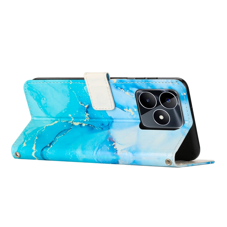 For Realme C53/Narzo N53 Painted Marble Pattern Leather Phone Case(Blue Green) - Realme Cases by PMC Jewellery | Online Shopping South Africa | PMC Jewellery | Buy Now Pay Later Mobicred