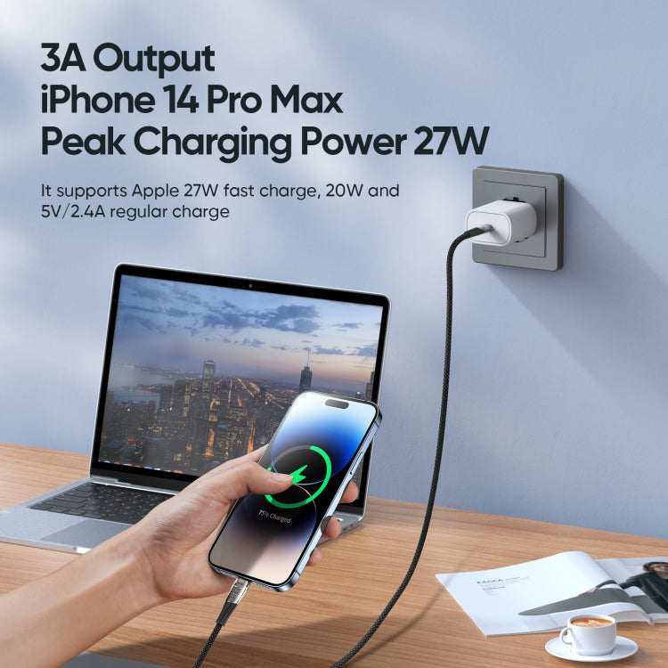 DUZZONA  A5 PD 20W USB-C/Type-C to 8 Pin Transparent Fast Charging Data Cable, Length: 1m(Black) - 2 in 1 Cable by DUZZONA | Online Shopping South Africa | PMC Jewellery | Buy Now Pay Later Mobicred