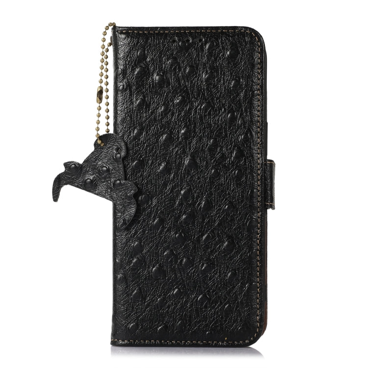 For OnePlus 12 Ostrich Pattern Genuine Leather RFID Phone Case(Black) - free shipping - PMC TechLife - Order now!
