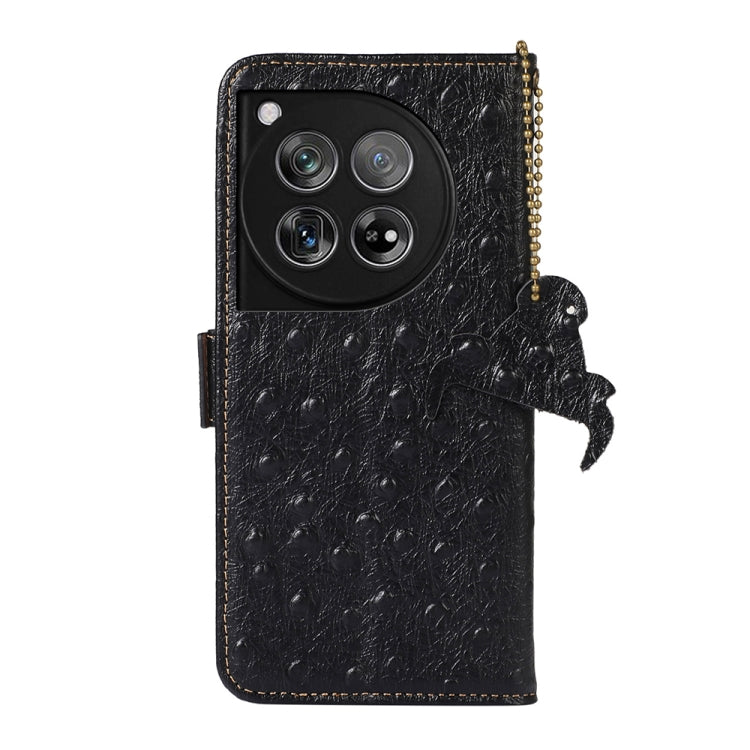 For OnePlus 12 Ostrich Pattern Genuine Leather RFID Phone Case(Black) - free shipping - PMC TechLife - Order now!