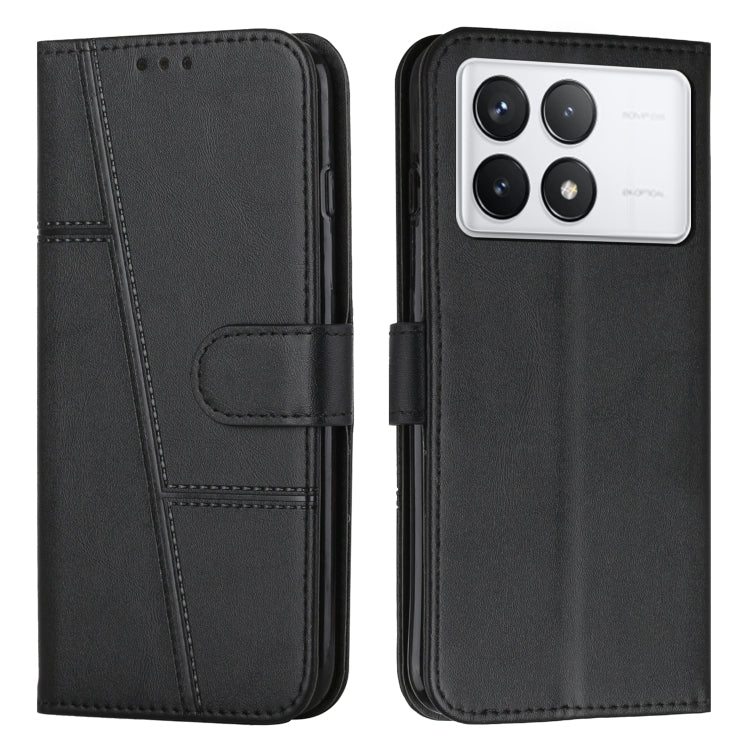 For Xiaomi Redmi K70E Stitching Calf Texture Buckle Leather Phone Case(Black) - K70E Cases by PMC TechLife | Online Shopping South Africa | PMC TechLife | Buy Now Pay Later Mobicred