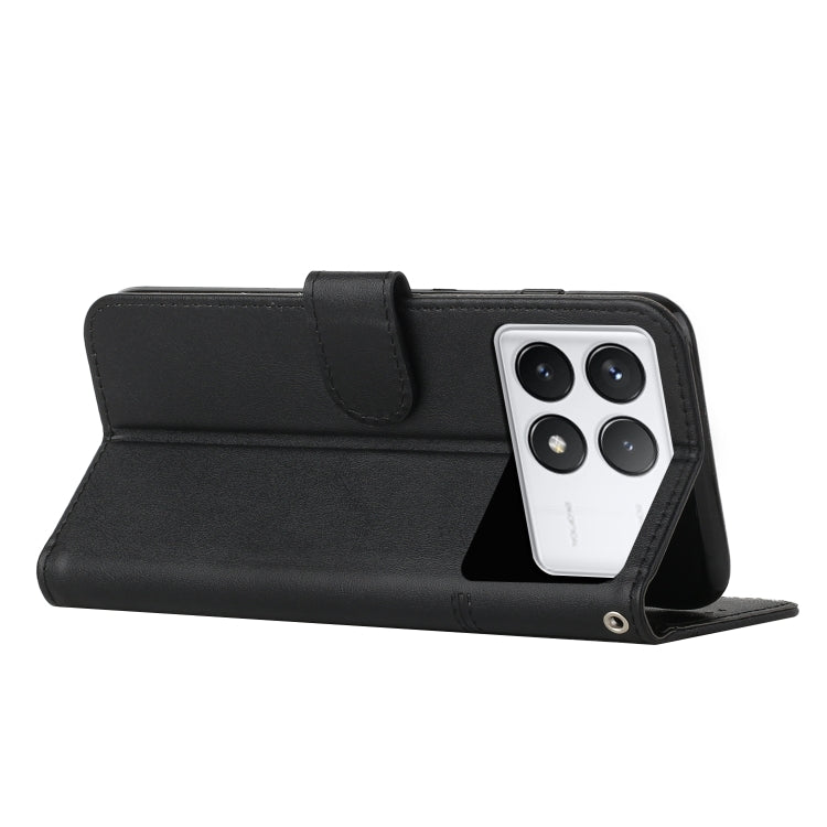 For Xiaomi Redmi K70E Stitching Calf Texture Buckle Leather Phone Case(Black) - K70E Cases by PMC TechLife | Online Shopping South Africa | PMC TechLife | Buy Now Pay Later Mobicred