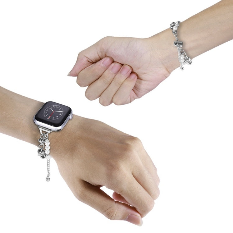 For Apple Watch 3 38mm Pearl Bracelet Metal Watch Band(Silver) - free shipping - PMC TechLife - Order now!