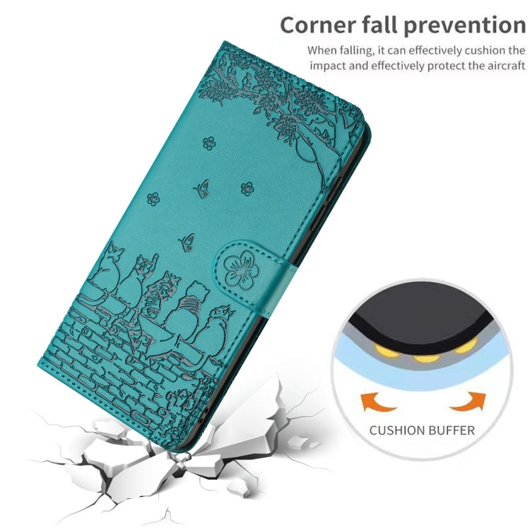 For iPhone 16e Cat Embossing Pattern Leather Phone Case with Lanyard(Blue) - iPhone 16e Cases by PMC TechLife | Online Shopping South Africa | PMC TechLife | Buy Now Pay Later Mobicred
