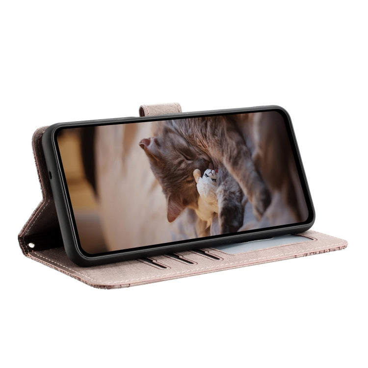 For iPhone 16e Cat Embossing Pattern Leather Phone Case with Lanyard(Grey) - iPhone 16e Cases by PMC TechLife | Online Shopping South Africa | PMC TechLife | Buy Now Pay Later Mobicred