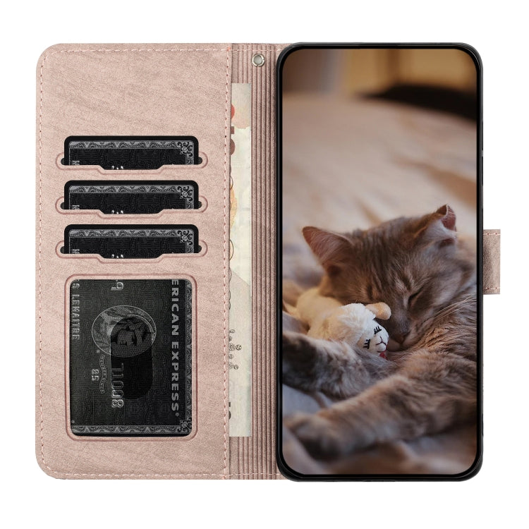 For iPhone 16e Cat Embossing Pattern Leather Phone Case with Lanyard(Grey) - iPhone 16e Cases by PMC TechLife | Online Shopping South Africa | PMC TechLife | Buy Now Pay Later Mobicred