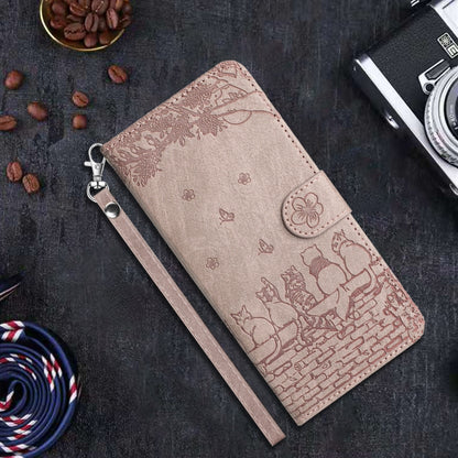 For iPhone 16 Pro Cat Embossing Pattern Leather Phone Case with Lanyard(Grey) - iPhone 16 Pro Cases by PMC Jewellery | Online Shopping South Africa | PMC Jewellery | Buy Now Pay Later Mobicred