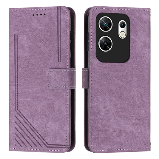 For Infinix Zero 30 4G Skin Feel Stripe Pattern Leather Phone Case with Lanyard(Purple) - Infinix Cases by PMC Jewellery | Online Shopping South Africa | PMC Jewellery | Buy Now Pay Later Mobicred