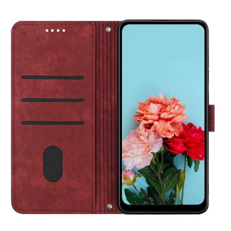 For Infinix Zero 30 5G Skin Feel Stripe Pattern Leather Phone Case with Lanyard(Red) - Infinix Cases by PMC TechLife | Online Shopping South Africa | PMC TechLife | Buy Now Pay Later Mobicred