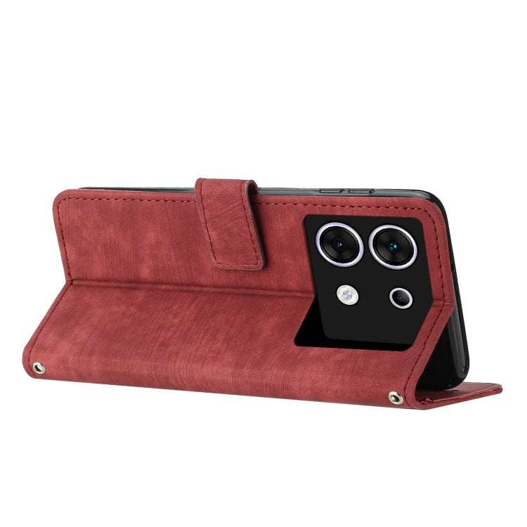For Infinix Zero 30 5G Skin Feel Stripe Pattern Leather Phone Case with Lanyard(Red) - Infinix Cases by PMC TechLife | Online Shopping South Africa | PMC TechLife | Buy Now Pay Later Mobicred