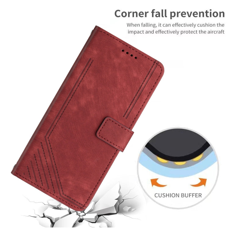 For Infinix Zero 30 5G Skin Feel Stripe Pattern Leather Phone Case with Lanyard(Red) - Infinix Cases by PMC TechLife | Online Shopping South Africa | PMC TechLife | Buy Now Pay Later Mobicred