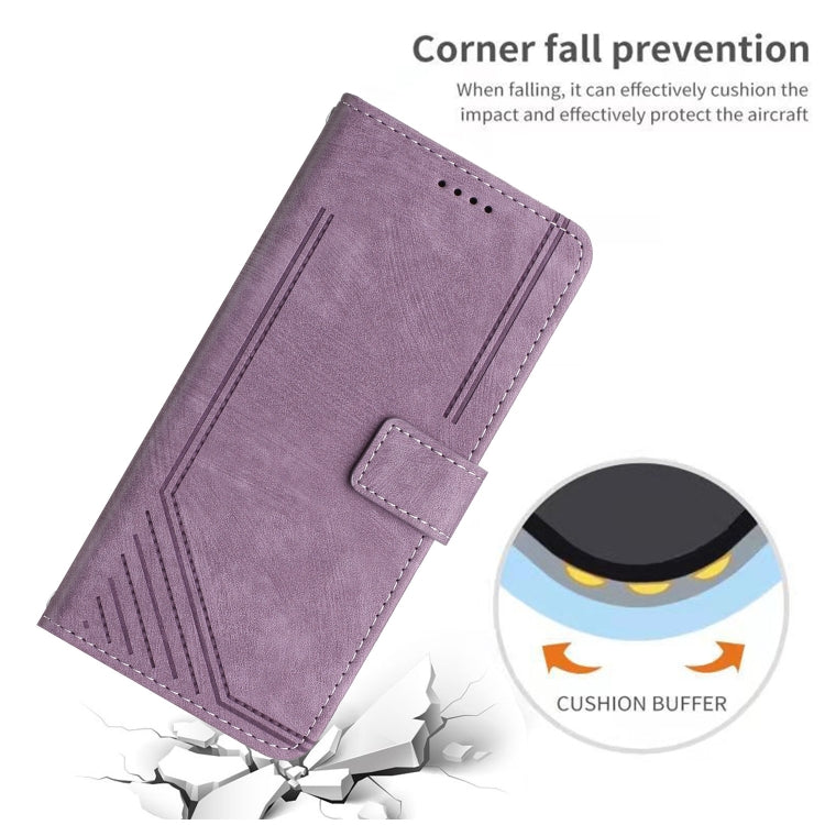 For Infinix Zero 30 5G Skin Feel Stripe Pattern Leather Phone Case with Lanyard(Purple) - Infinix Cases by PMC Jewellery | Online Shopping South Africa | PMC Jewellery | Buy Now Pay Later Mobicred