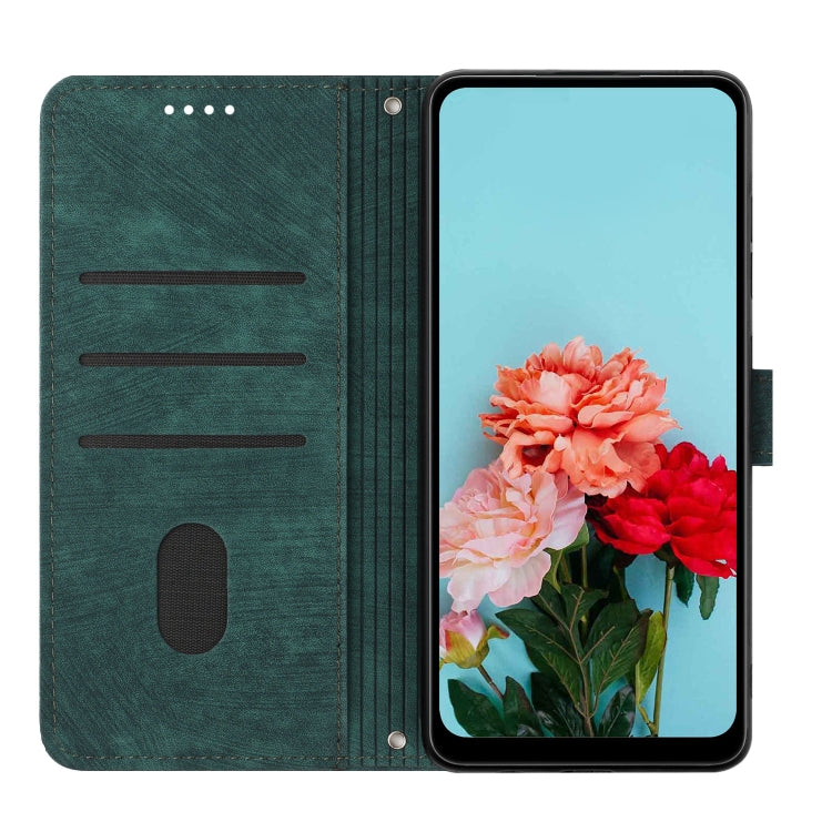 For Infinix Hot 40 / 40 Pro Skin Feel Stripe Pattern Leather Phone Case with Lanyard(Green) - Infinix Cases by PMC TechLife | Online Shopping South Africa | PMC TechLife | Buy Now Pay Later Mobicred