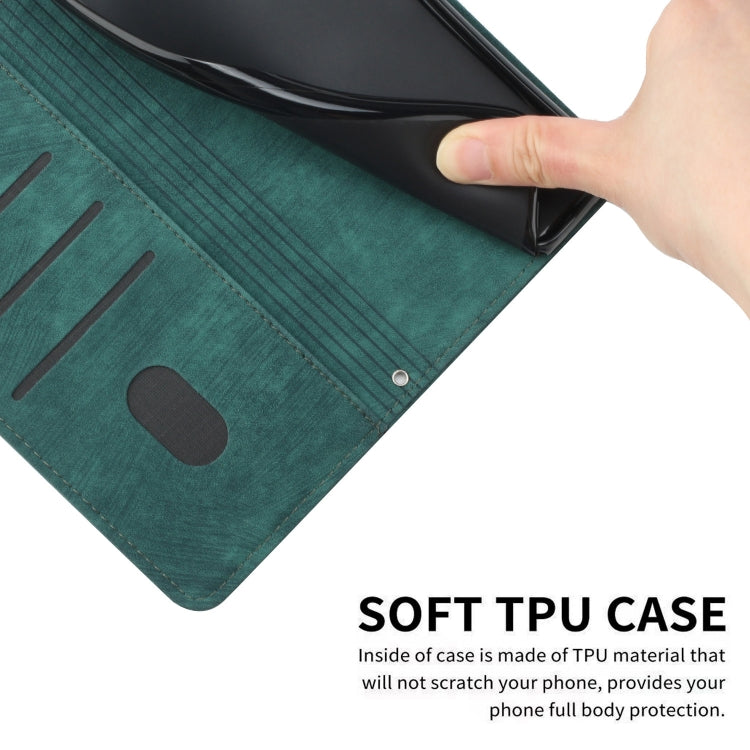 For Infinix Hot 40 / 40 Pro Skin Feel Stripe Pattern Leather Phone Case with Lanyard(Green) - Infinix Cases by PMC TechLife | Online Shopping South Africa | PMC TechLife | Buy Now Pay Later Mobicred