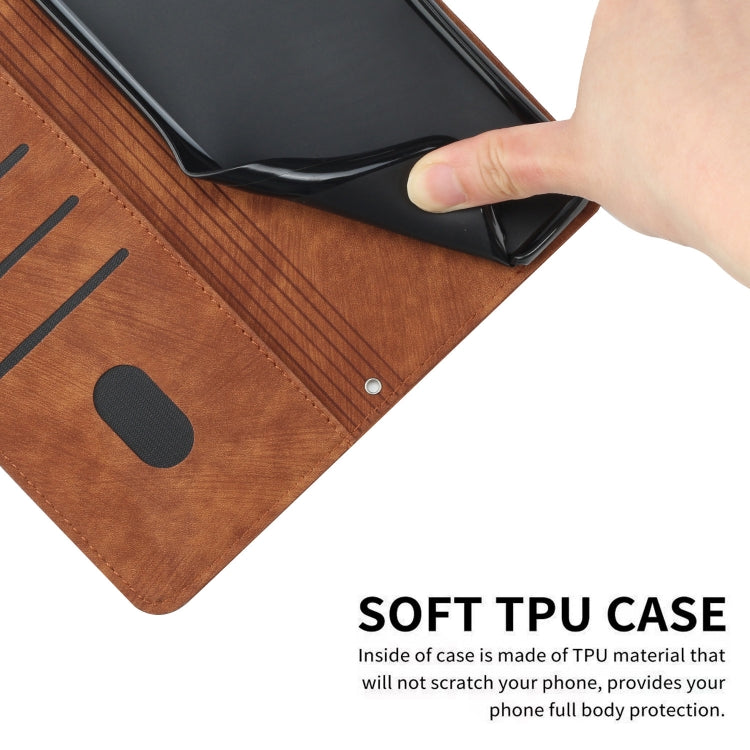 For Infinix Hot 40i Skin Feel Stripe Pattern Leather Phone Case with Lanyard(Brown) - Infinix Cases by PMC TechLife | Online Shopping South Africa | PMC TechLife | Buy Now Pay Later Mobicred