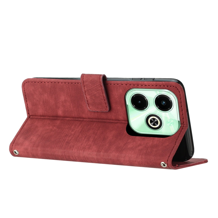 For Infinix Hot 40i Skin Feel Stripe Pattern Leather Phone Case with Lanyard(Red) - Infinix Cases by PMC TechLife | Online Shopping South Africa | PMC TechLife | Buy Now Pay Later Mobicred
