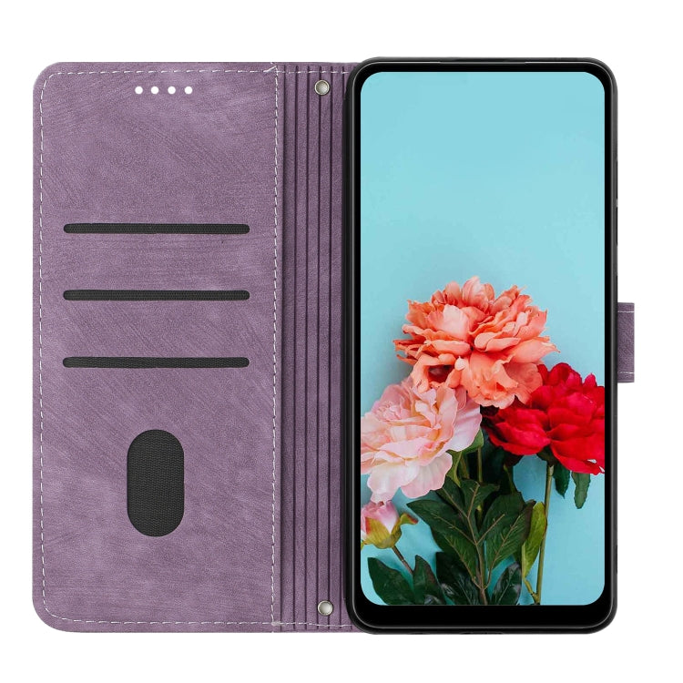 For Infinix Hot 40i Skin Feel Stripe Pattern Leather Phone Case with Lanyard(Purple) - Infinix Cases by PMC Jewellery | Online Shopping South Africa | PMC Jewellery | Buy Now Pay Later Mobicred