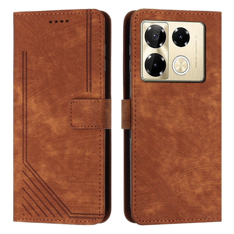 For Infinix Note 40 Pro 4G / 5G Skin Feel Stripe Pattern Leather Phone Case with Lanyard(Brown) - free shipping - PMC TechLife - Order now!