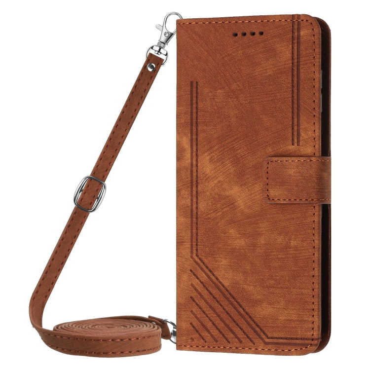 For Infinix Note 40 Pro 4G / 5G Skin Feel Stripe Pattern Leather Phone Case with Lanyard(Brown) - free shipping - PMC TechLife - Order now!