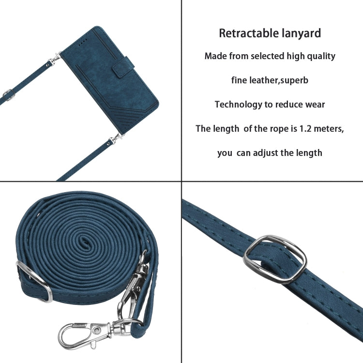 For Infinix Note 40 Pro 4G / 5G Skin Feel Stripe Pattern Leather Phone Case with Lanyard(Blue) - Infinix Cases by PMC TechLife | Online Shopping South Africa | PMC TechLife | Buy Now Pay Later Mobicred