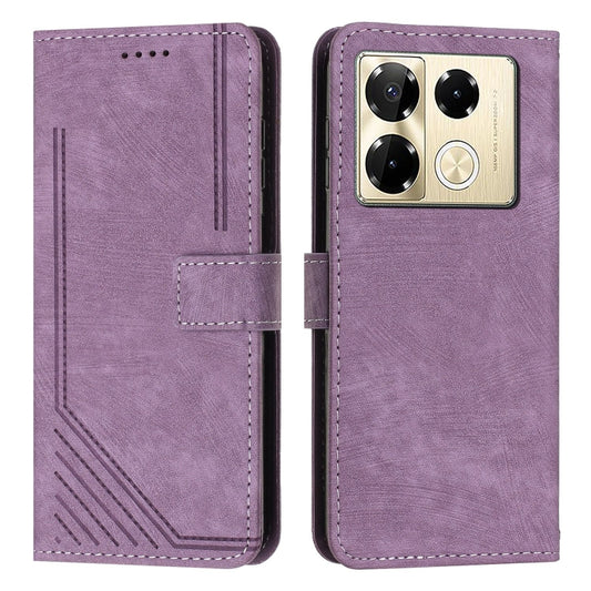 For Infinix Note 40 Pro 4G / 5G Skin Feel Stripe Pattern Leather Phone Case with Lanyard(Purple) - Infinix Cases by PMC Jewellery | Online Shopping South Africa | PMC Jewellery | Buy Now Pay Later Mobicred